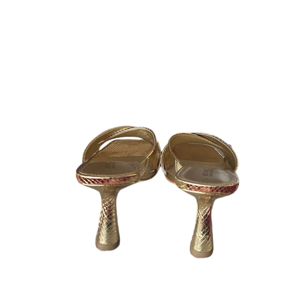 Michael Kors Clara Mule Sandals Gold snake skin leather - Picture 5 of 7